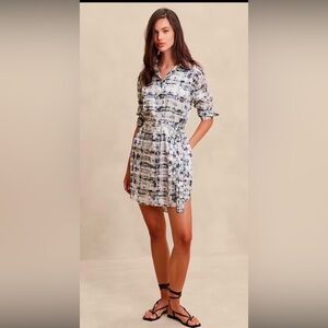 NWT Banana Republic Factory Abstract Blue and White Plaid Shirt-dress Size: XS